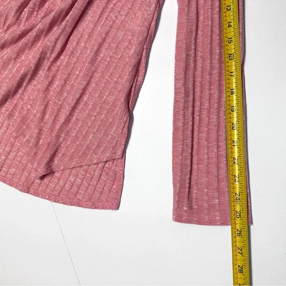 Rewind Heathered Pink Ribbed Crochet Lace Back Long Sleeve Top Size XL Coquette - Picture 9 of 9